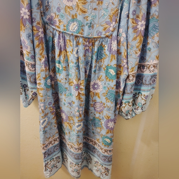 Bluetime Elegant Floral Long Sleeve Dress in Blue - Picture 7 of 7